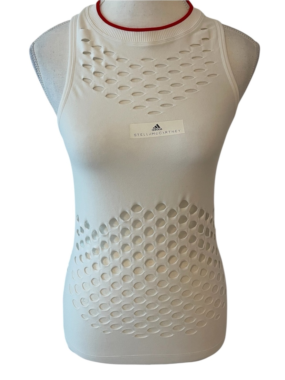 Adidas by Stella McCartney White Laser-Cut Athletic Tank Size Small